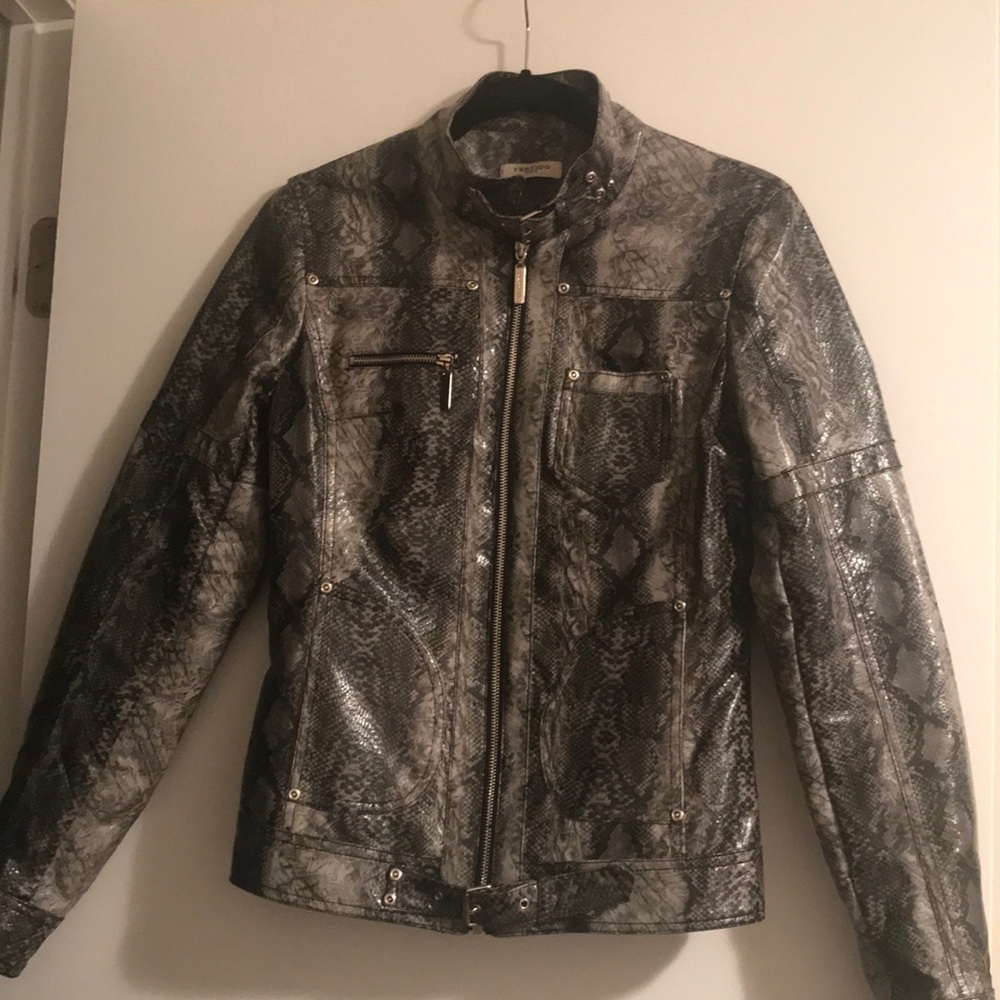 Faux Snakeskin Motorcycle Jacket